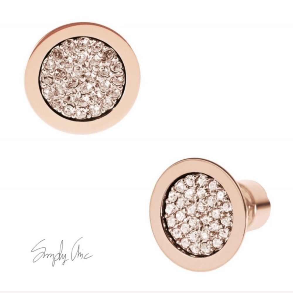 NWT authentic MK rosegold tone pave stud earrings